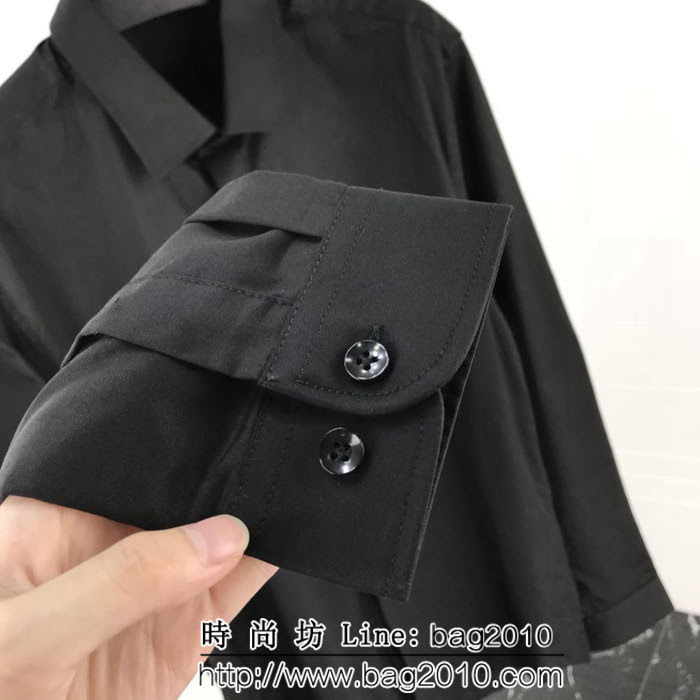 BALENCIAGA巴黎世家 18ss秋冬新款 胸前弧形字母印花logo 百搭襯衣 情侶款 ydi1445